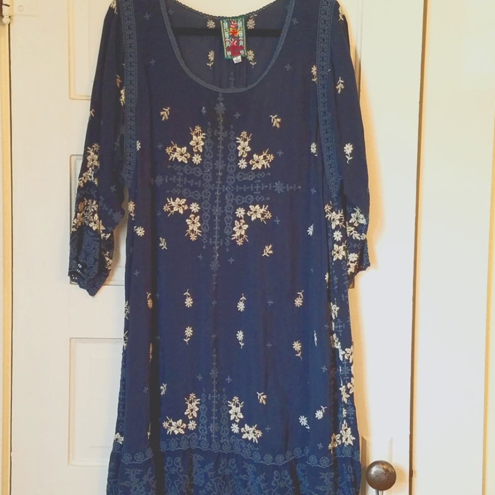 Johnny Was Cerulean Blue Dress XL